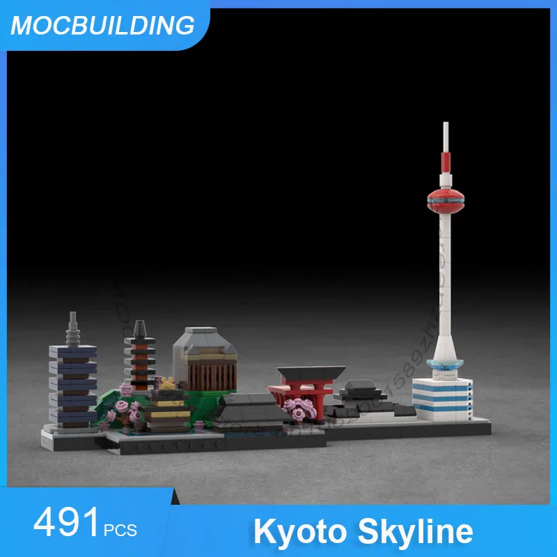 Bloques de construcción MOC Kyoto Skyline modelo pantalla DIY montar ladrillos colección de arquitectura urbana juguetes creativos de Navidad regalos 491 Uds