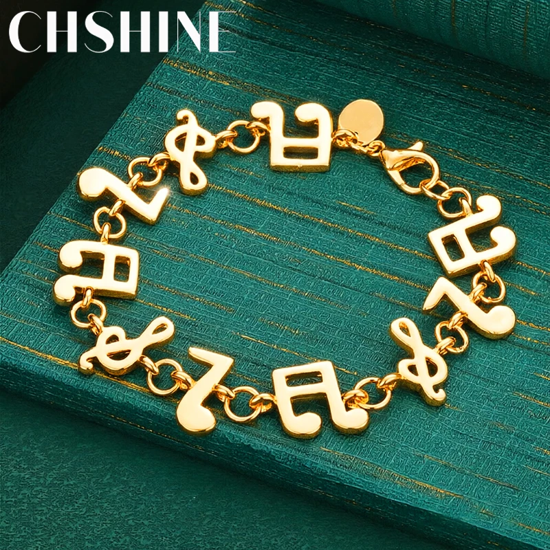 925 Sterling Silver 18K Gold  Music Note Charm Bracelet Lobster Clasp Fashion Jewelry for Women Music Lover Party Gift