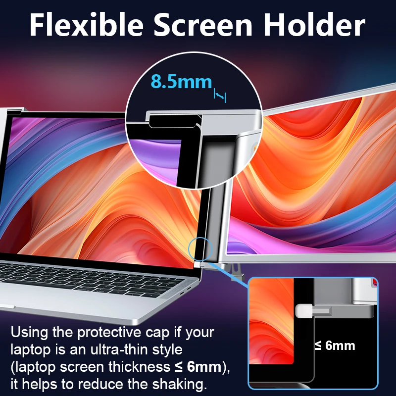 Wide Compatibility Por Dual Extended Laptop Screen With 90 Degree Foldable Stand for Wins