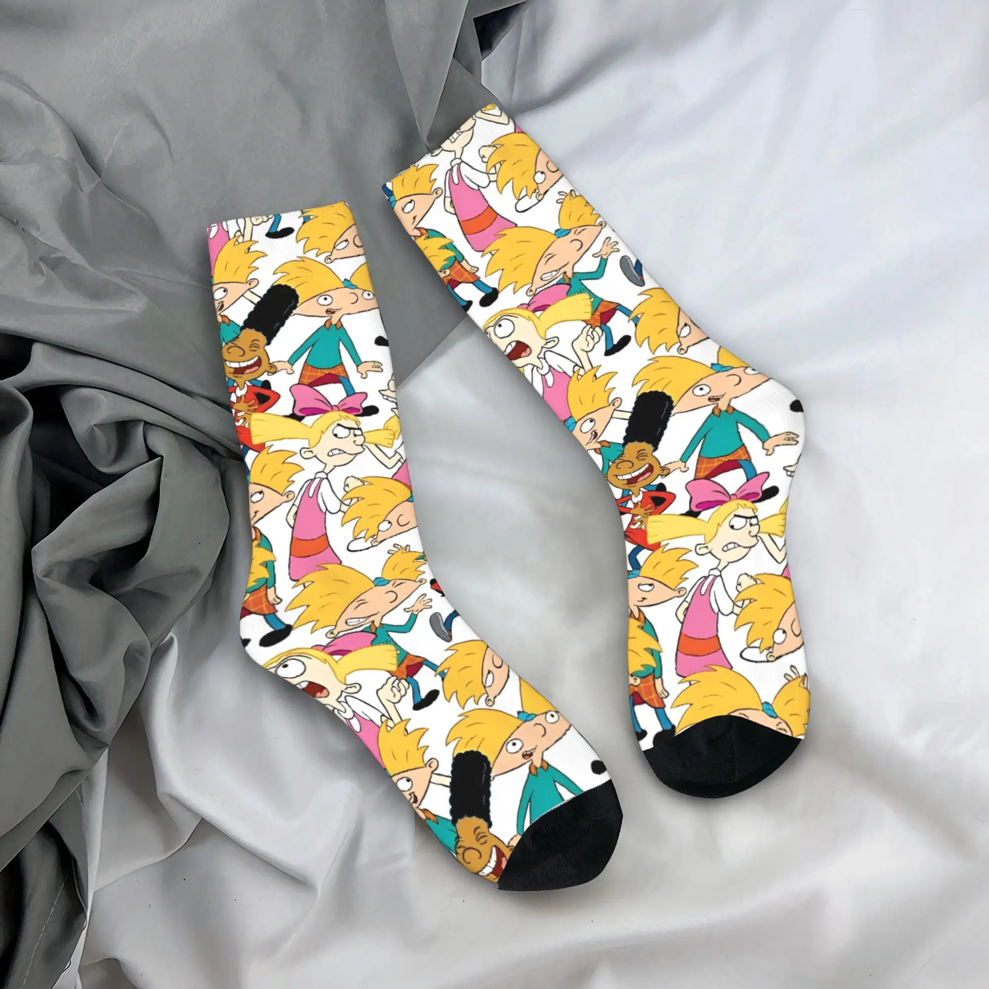 hey! Arnold Cartoon Stockings  Korean Socks Women Men Comfortable Socks Autumn Running Graphic Anti Sweat Socks Birthday Present