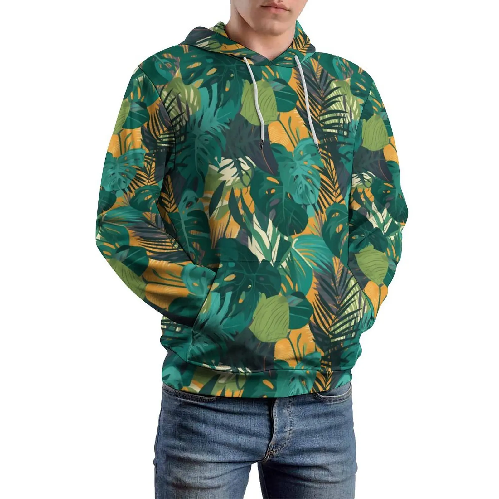 

Abstract Tropical Leaf Casual Hoodies Men Palm Print Cute Graphic Hooded Sweatshirts Spring Long Sleeve Loose Oversize Hoodie