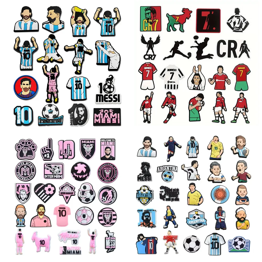 Football World Champion Shoes Charms Argentina 10 PVC Shoe Decorations Clogs Sandals Wristband Accessories Women Men Party Gifts