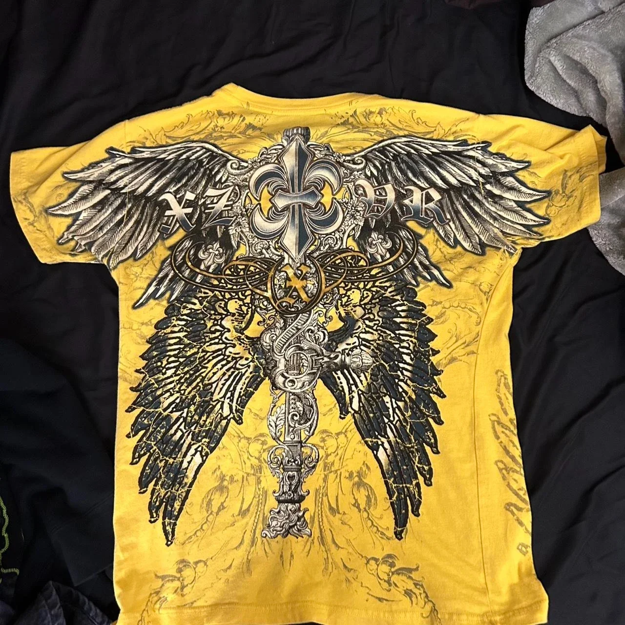 Camiseta Retro Xtreme com Estampa de Asas de Anjo Amarela para Homens, Manga Curta, Estilo Harajuku, Moda Americana, Tops de Verão para Homens e Mulheres