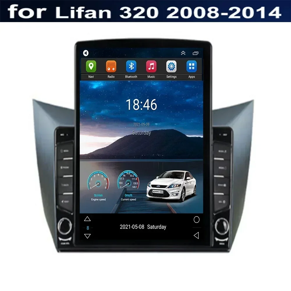 8+128G Android 13 Tesla Screen Car Multimedia Player For Lifan Smily 320 2008-2050 Radio Navigation Stereo Camera