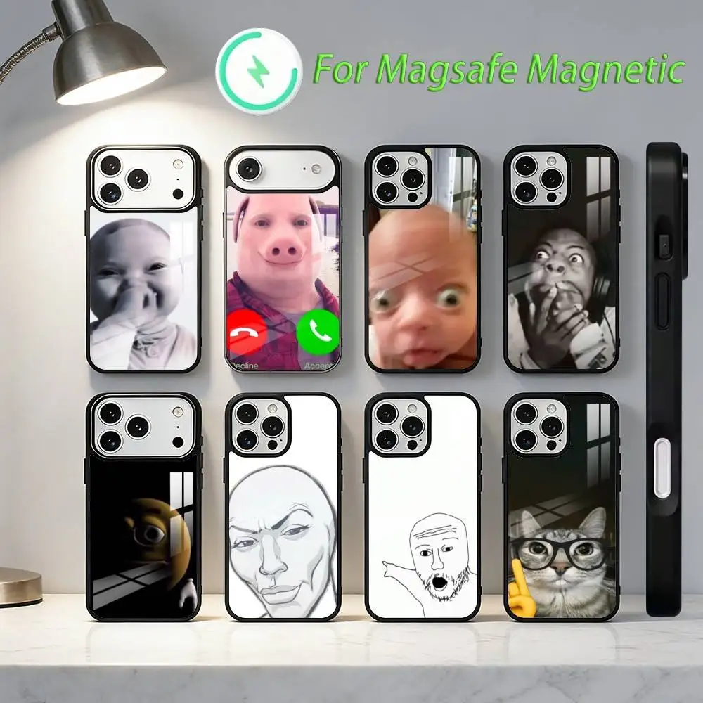 

Hot MEME F-Funny Phone Case For iPhone17,16,15,14,13,12,11,Plus,Pro,Max For Magsafe Wireless Charging cover