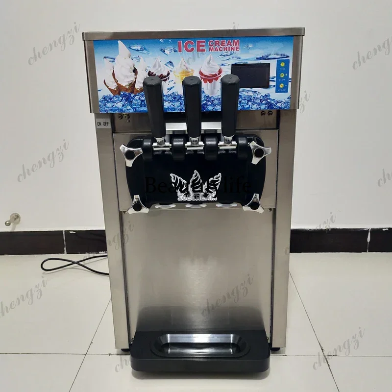 Soft Serve Ice Cream Machine Commercial Electric 2+1 Flavors Ice Cream Makers Desktop Sundae Ice Cream Machine