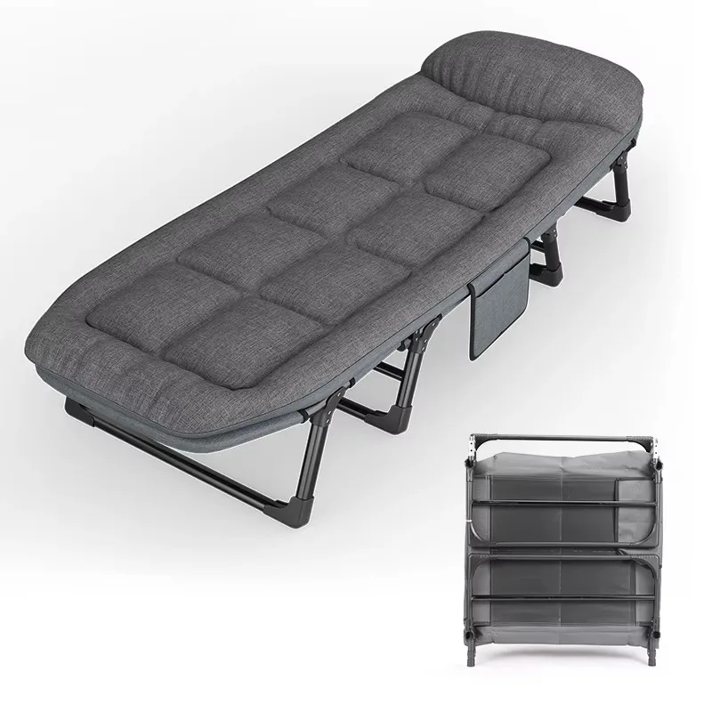 Modern Folding Bed Portable Single Camp Bed Comfortable Outdoor Metal Frame Installation-Free Wholesale Lounge Chair Daybed