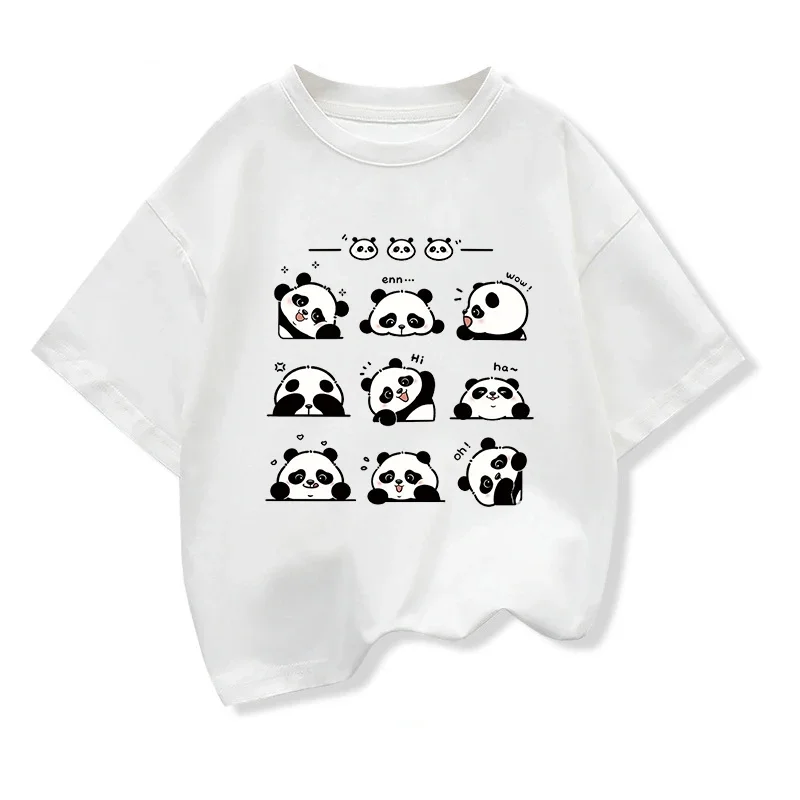 Original Design Kids Loose Clothes Short Sleeve T-shirt Cute Chinaese Giant Panda Graphic Cotton Tee Boys Girls Looes Tee Tops