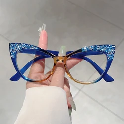 KAMMPT 패션 고양이 눈 멀티 컬러 프레임 여성 유행 크리스탈 반짝 이는 안경 비 처방 오리지널 브랜드 디자인 안경