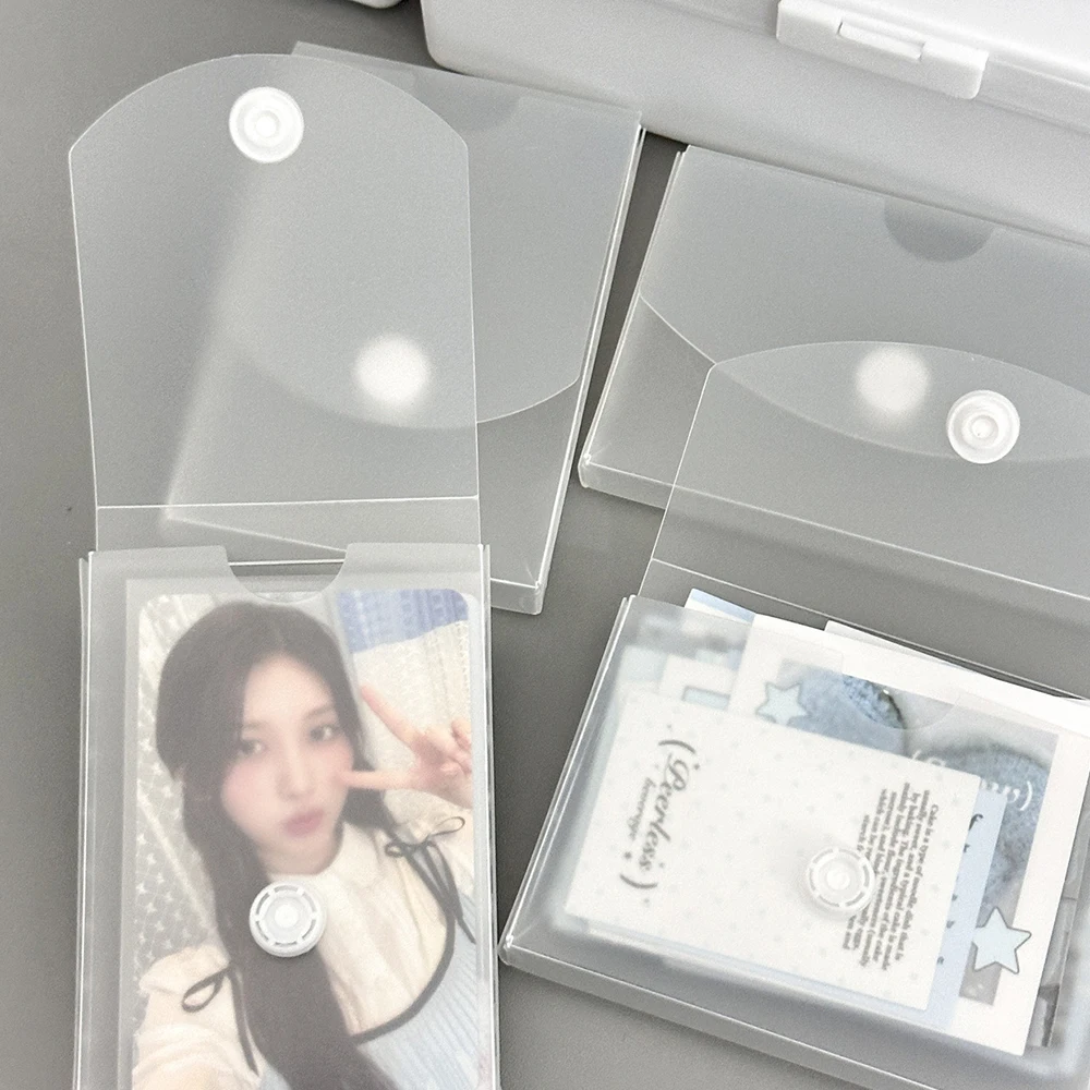 Translucent Card Storage Box Frosted Flip Lid Photo Dustproof Box Idol Mini Card Snap Organizer Home Organization Supplies 1PC