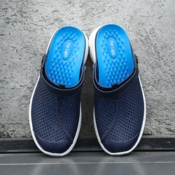 Men's Half Slippers Summer Flip Flops Mesh Beach Flip Flops Solid Color Flat Slippers Summer Shoes 2025 Luxury Elegant Sandals