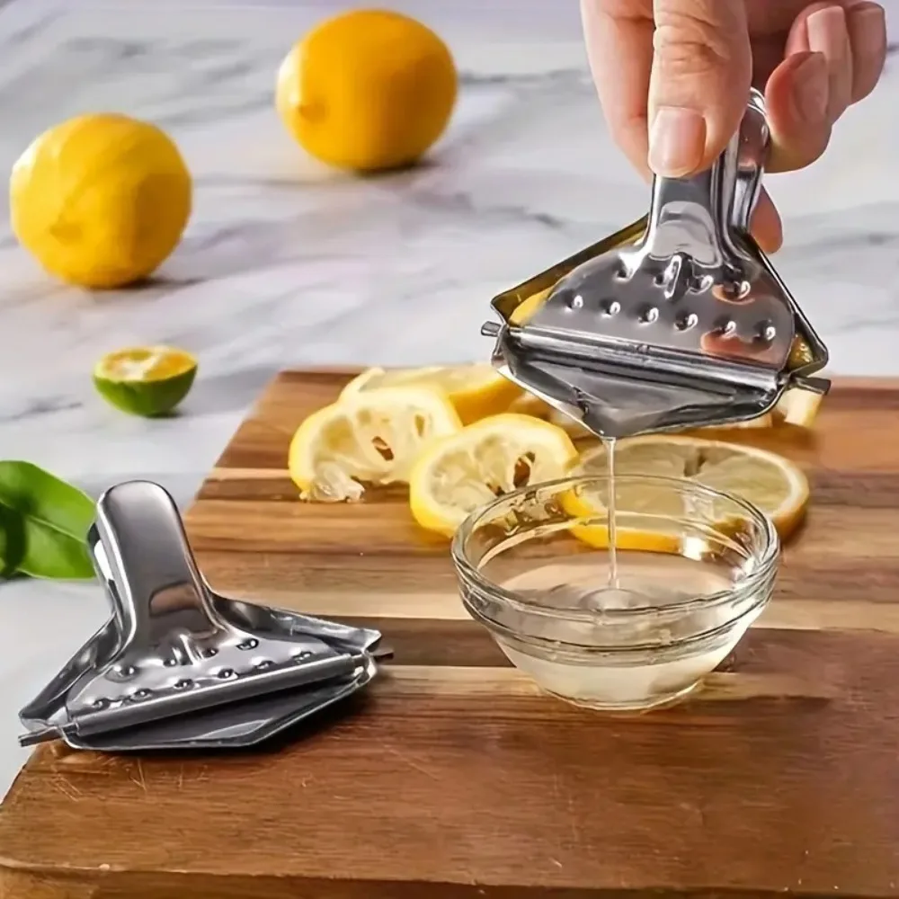 

Household Hand Press Stainless Steel Lemon Tongs Silver Rustproof Lemon Squeezer Clip Manual Juicer Citrus Presser Orange