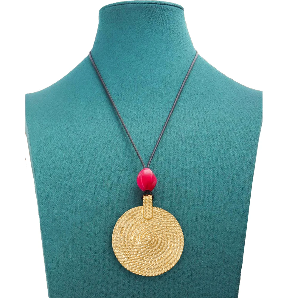 Spiral Vortex Medallion Round Fashion Pendant Long 35