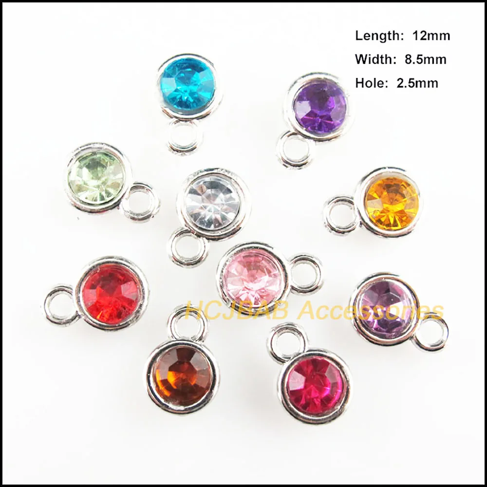 30Pcs Dull Silver Plated Charms Mixed Acrylic Pendants