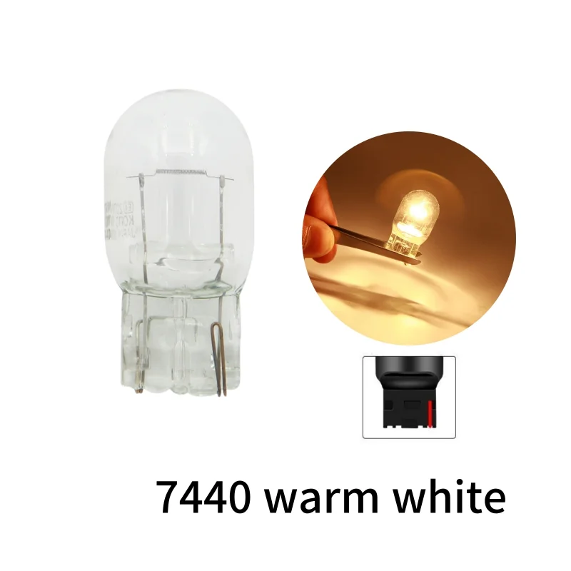 10pcs T20 W21W 7440 Sidelight car bulb Clear Glass halogen lamp Brake Stop Tail Lights white warning light turning auto Bulb