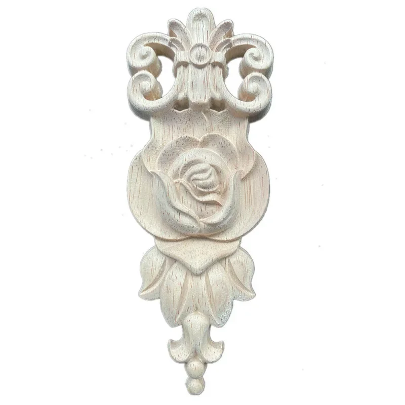 2PCS 14-18cm Roses Floral Carved Corner Wall Door Cabinet Furniture Decorative Figurines Wood Appliques Furniture Upholstery