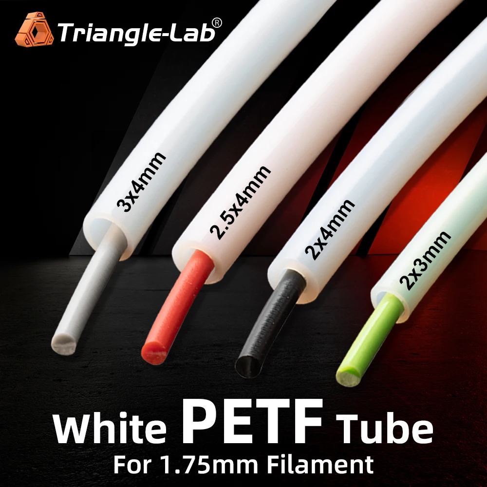 Trianglelab 3x4mm 2x3mm 2.5x4mm 2x4mm White PTFE TUBE  Teflonto For Bambu Lab BMUC Rabbit  MMU 1.75mm Filament HOTEND EXTRUDEr