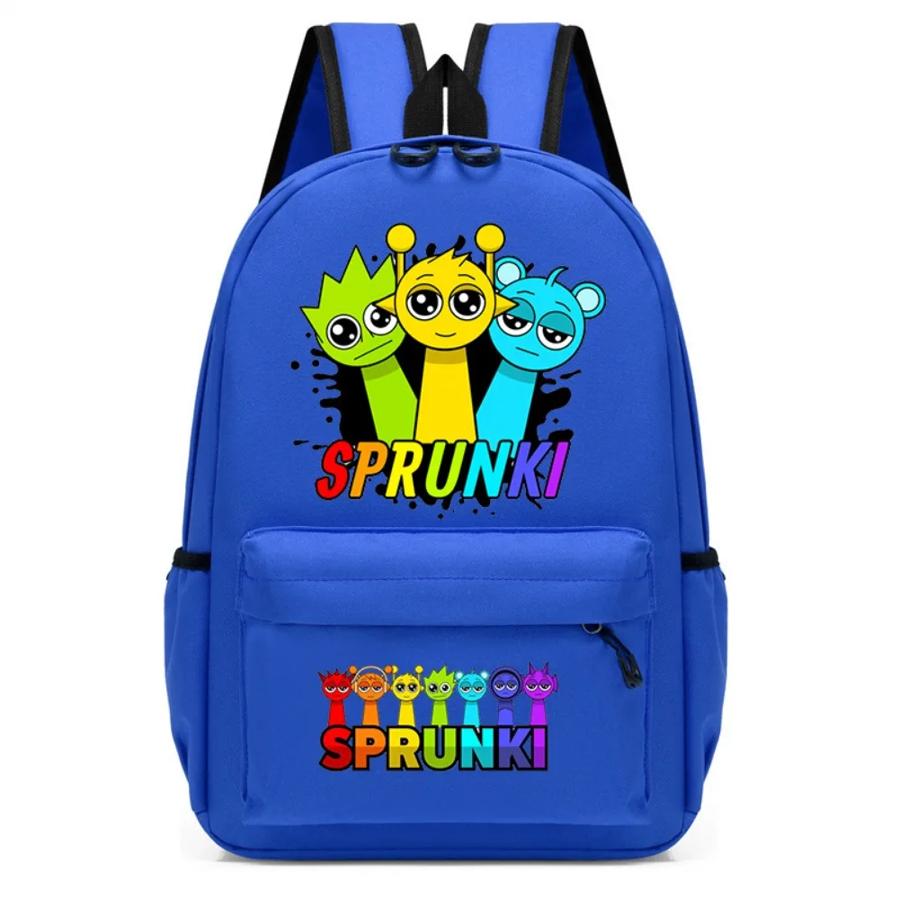 Kawaii Sprunki Mochila impermeável de desenho animado Mochila de viagem multifuncional de grande capacidade com armazenamento de sapatos multicamadas
