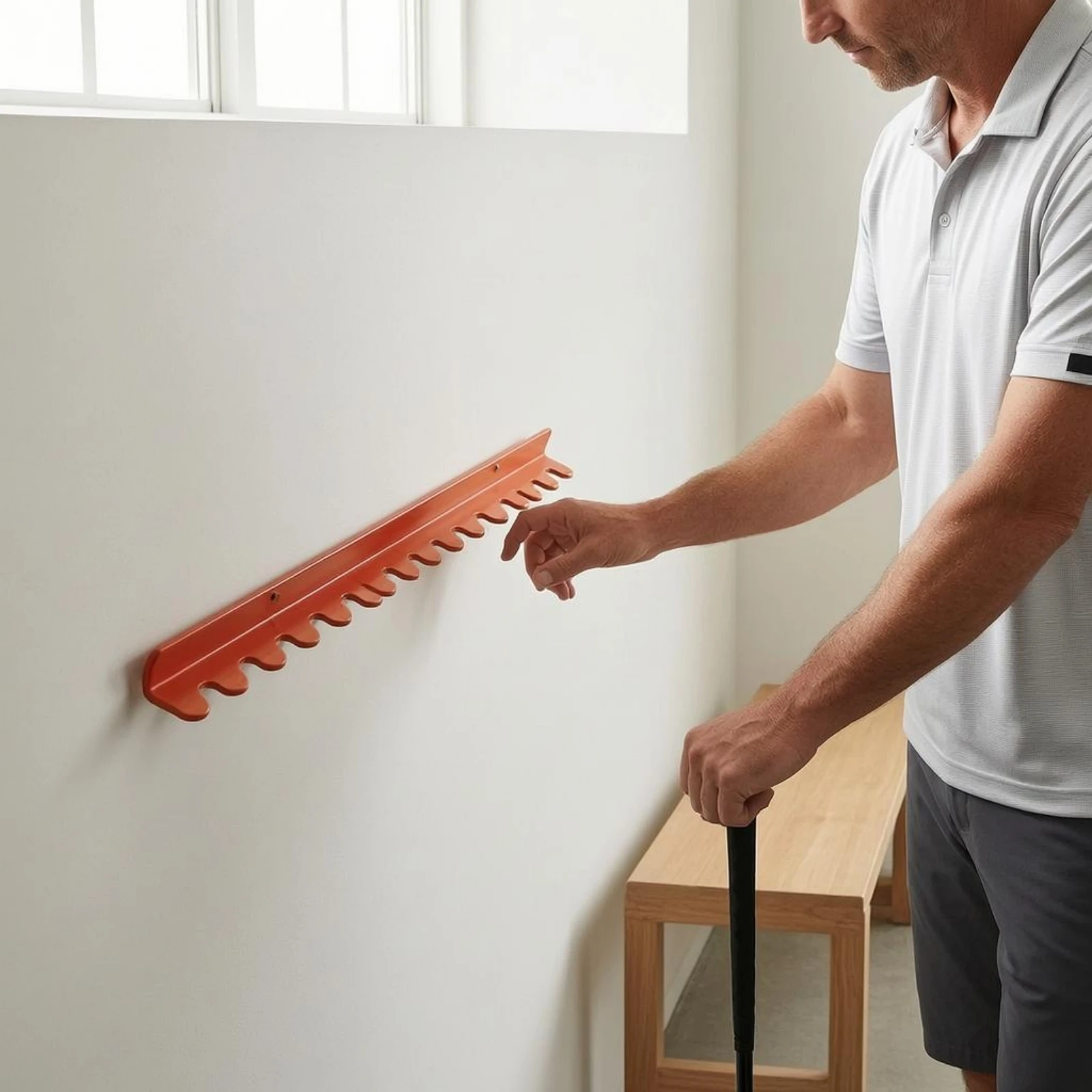 Golf Club Wall Rack Metal Golf Club Storage Stand Vertical Slot Rack Mounted with Holes for Garage view 6