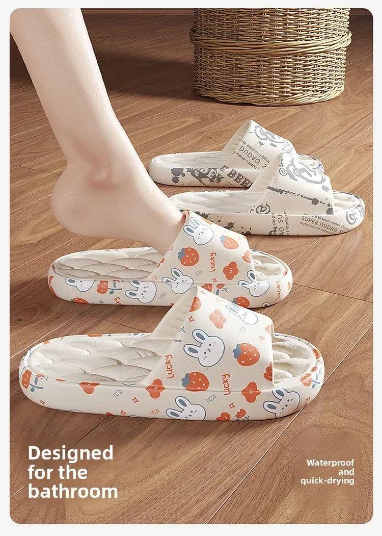 Badezimmer-Antirutsch-Hausschuhe Unisex für drinnen, geruchsabweisend, Sommer-Paar-Badesandalen im niedlichen Stil aus EVA-Material – Detail 2