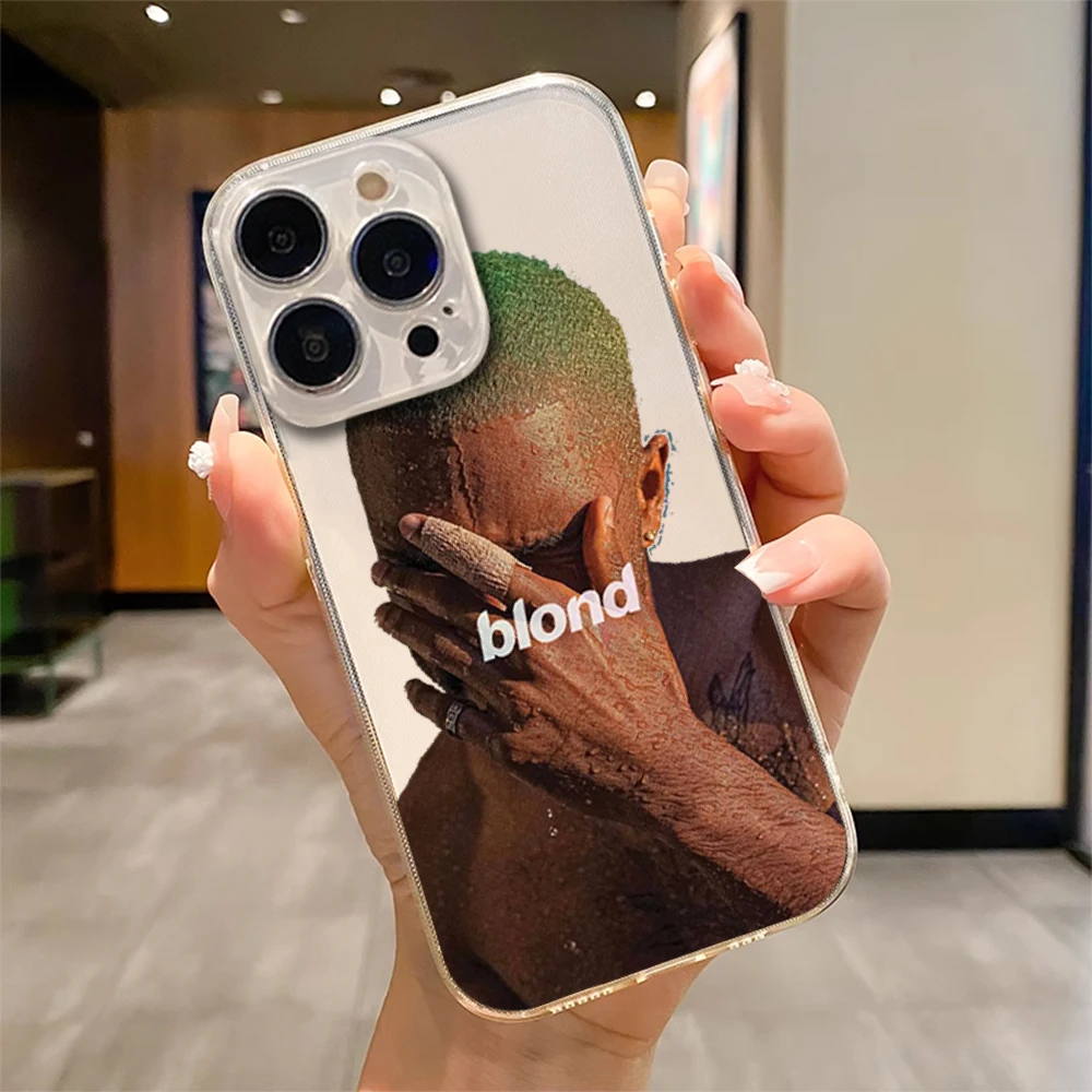 Hip Hop Frank Blonde Ocean Singer Transparent Soft TPU Silicone Phone Case For iPhone 16 11 12 13 14 15 Pro Max