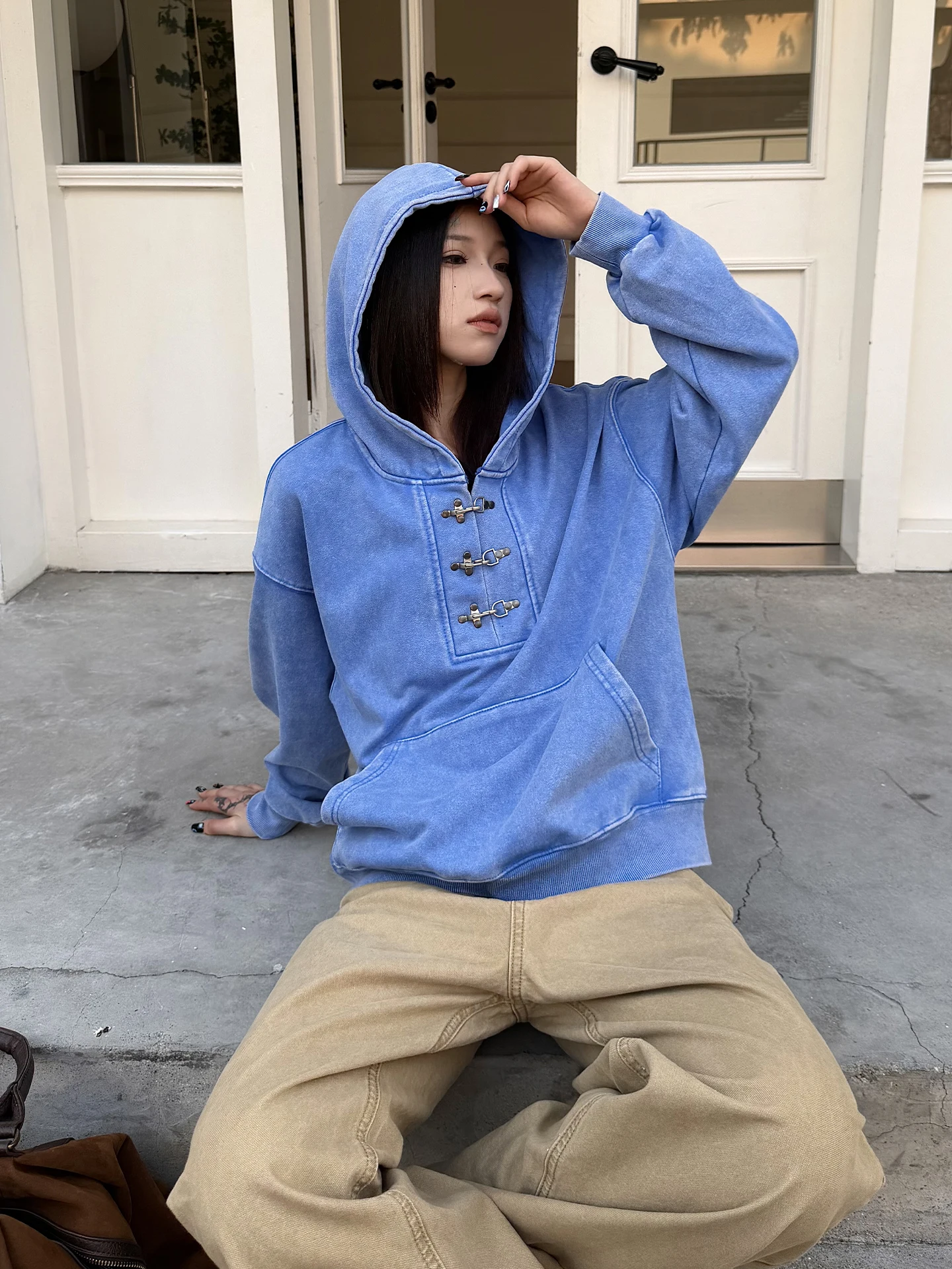 

Худи Don Cry Heavyweight Waed Vintage Blue Lobster Bule свободного кроя, в стиле оверсайз, из хлопка и полиэстера, для уличной моды