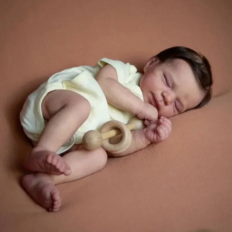 48cm  Already Painted Finished Reborn Sleeping Baby Doll Pascale Lifelike Soft Touch 3D Skin Hand-Root Hair Visible