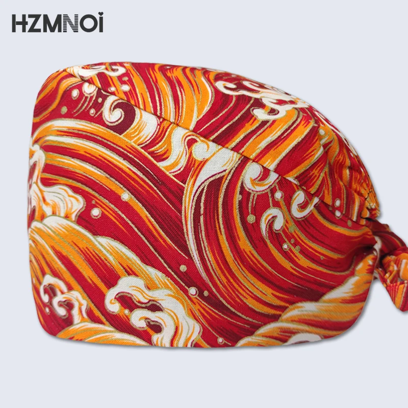 New Product Cartoon Printed Nurse Surgical Cap Pet Hospital Surgeon  Dentist  Beauty Salon Chef Dustproof Scrub