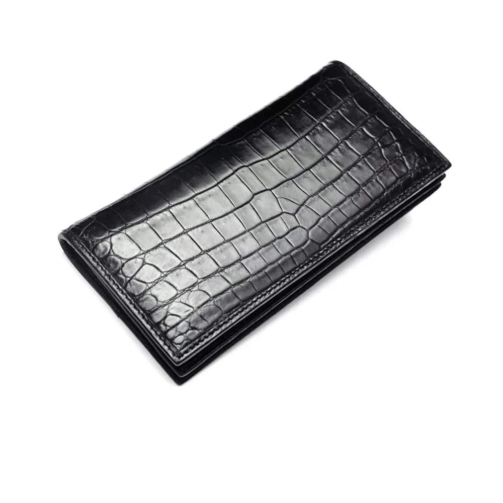 

menggeka cmen wallet male Thin men clutch bag two-sided crocodile Wallet Card bag male long coffee