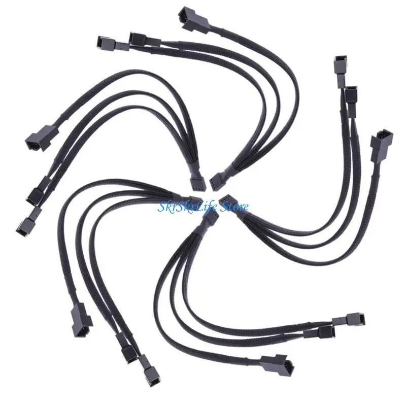 e65e 3ways 4 pin pwm splitter 4pin pwm female to 4 pin pwm adapter cable للكمبيوتر