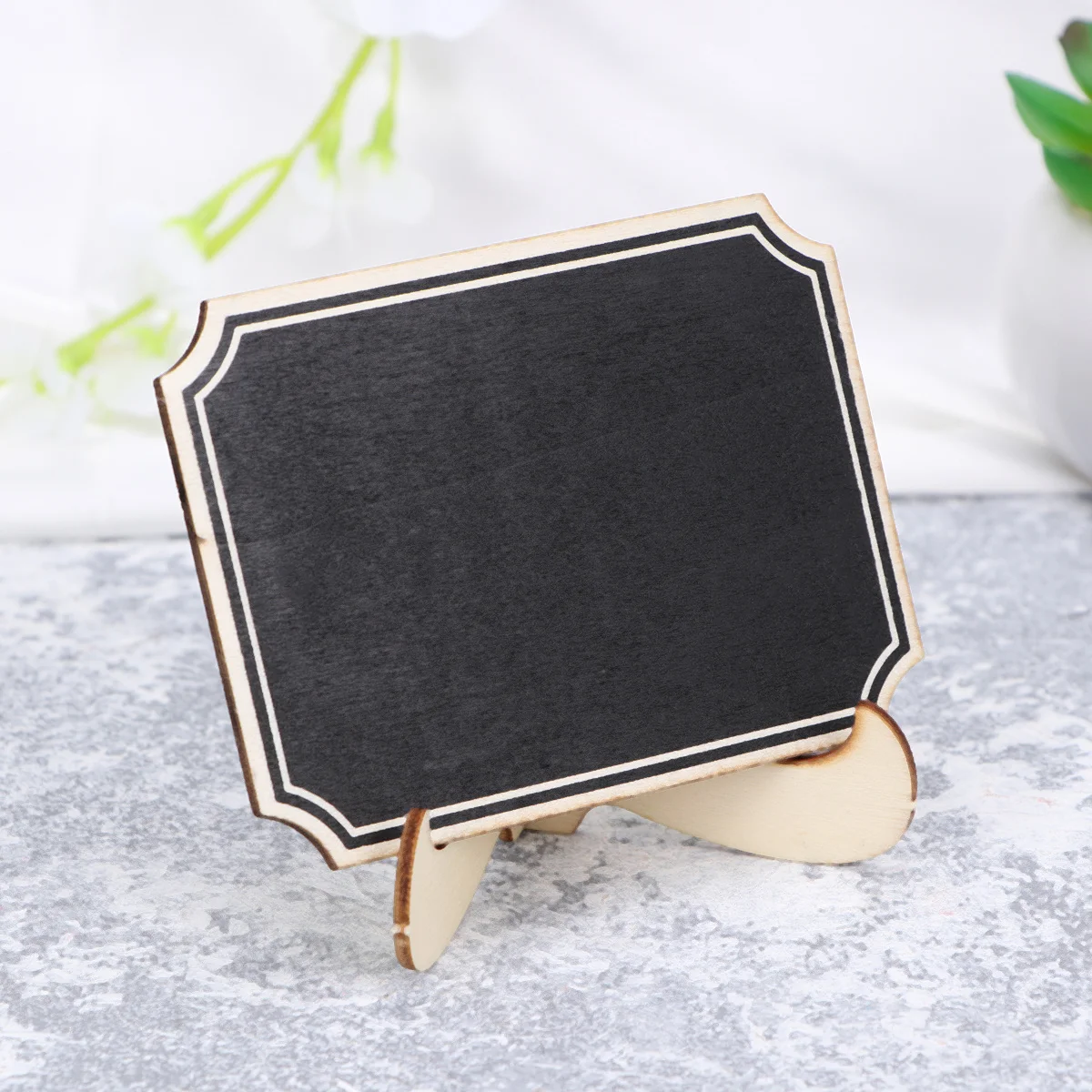 10Pcs Creative Mini Chalkboards Narrow Wood Trim Erasable Message Boards for Wedding Dinner Party Table Place Signs