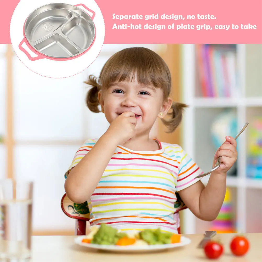 

Compartment Plate Metal Plates Divided Aldult Stainless Steel Meal Food Tray Toddler