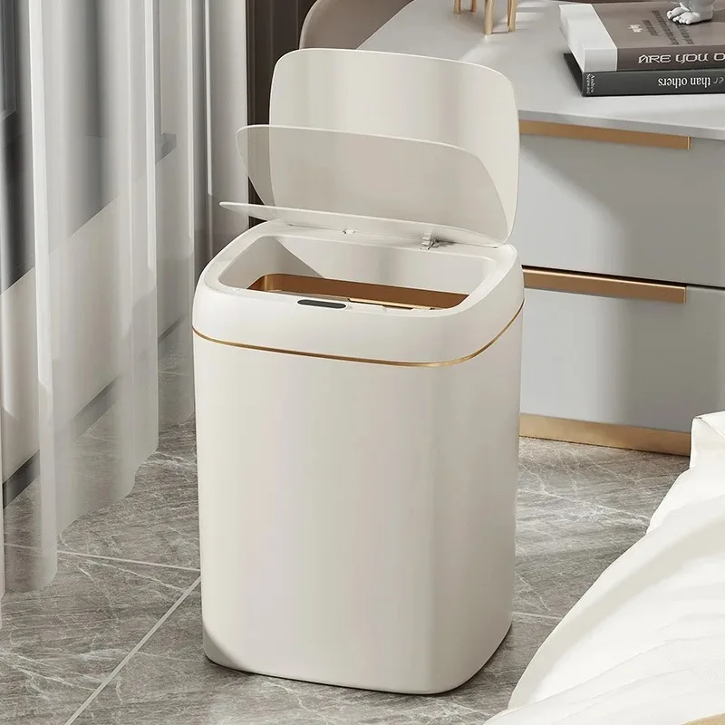 Smart Sensor Trash Can Waterproof Bathroom Toilet Bin Electronic Automatic Home Rubbish White Gold Mute 11L