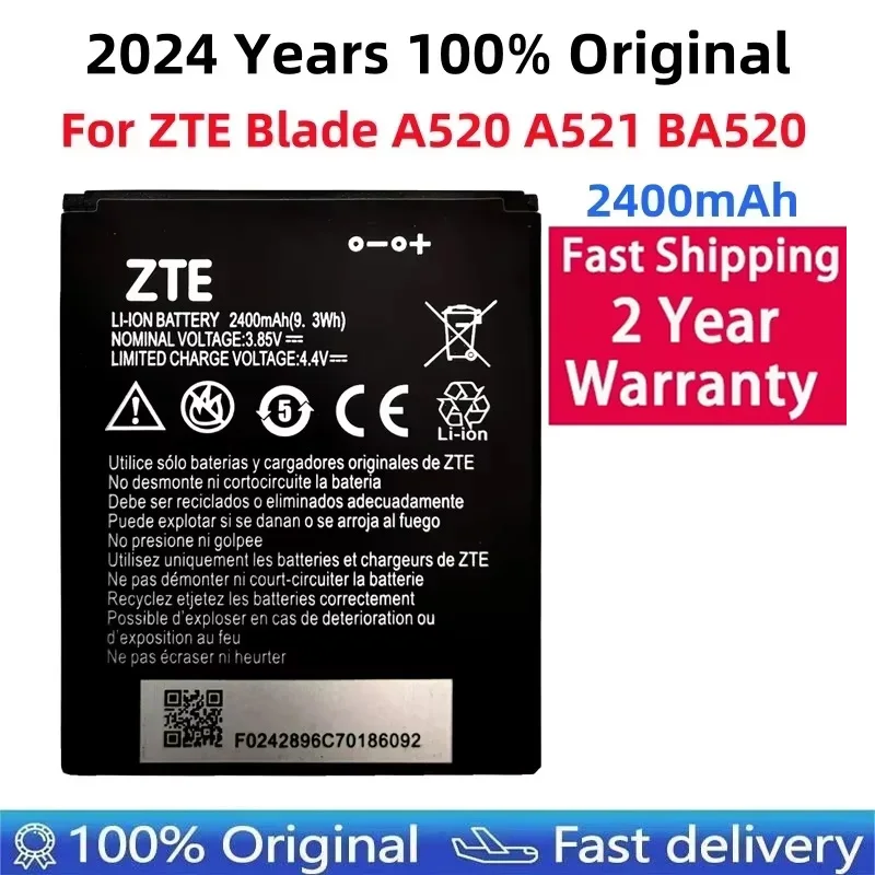 

2024 Years 100% Original High Quality 2400mAh Li3824T44P4h716043 For ZTE Blade A520 A521 BA520 Mobile Phone Battery