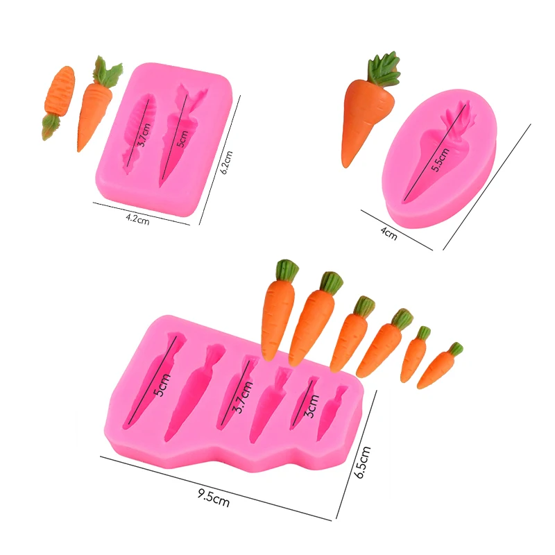 3D Easter Rabbit Silicone Mold Cute Bunny Model Carrot Fondant Cake Cookie Mould For Happy Spring Easter Party Cake Decor Tools