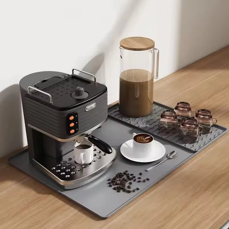 

2 in 1 Coffee Mat Tables Silicone Kitchen Mat Non-slip Coffee Machines Bar Mat For Drying Dishes Home Cafe Cup Drying Table Pad