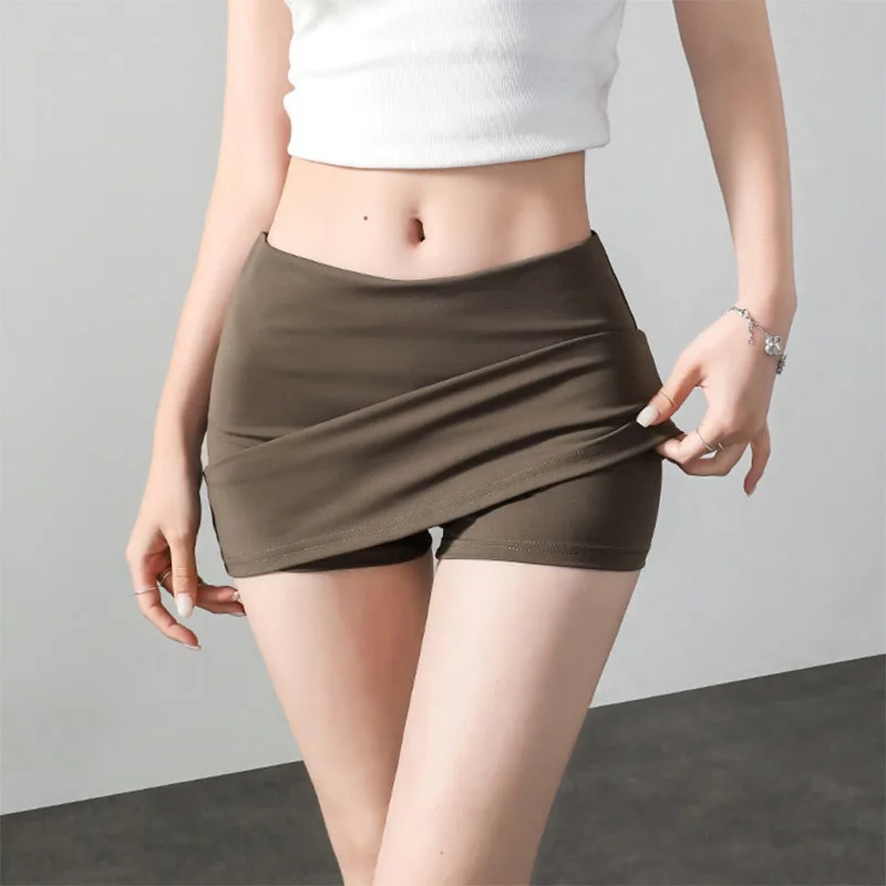 

Sexy Tight-Fit Wrap Hip Skirts Women Hot-Girl Low Waist Anti-Glare Shorts Mini Skirts Korean Slim Fit Office Ladies Short Skirt