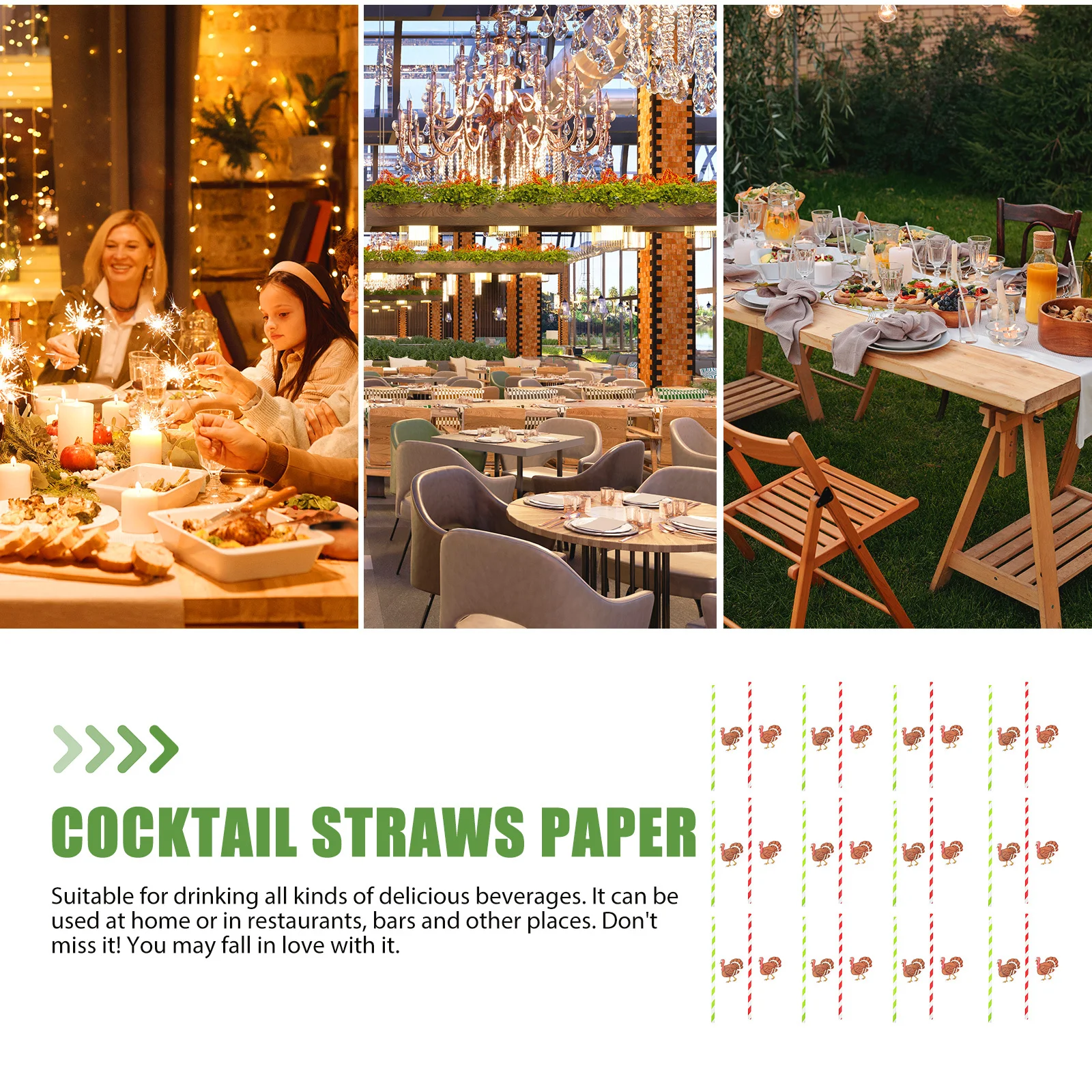 

100Pcs Thanksgiving Straws Decorative Paper Drinking Straws for Milk Tea Party Supplies Party Supplies 3 Dollar Items