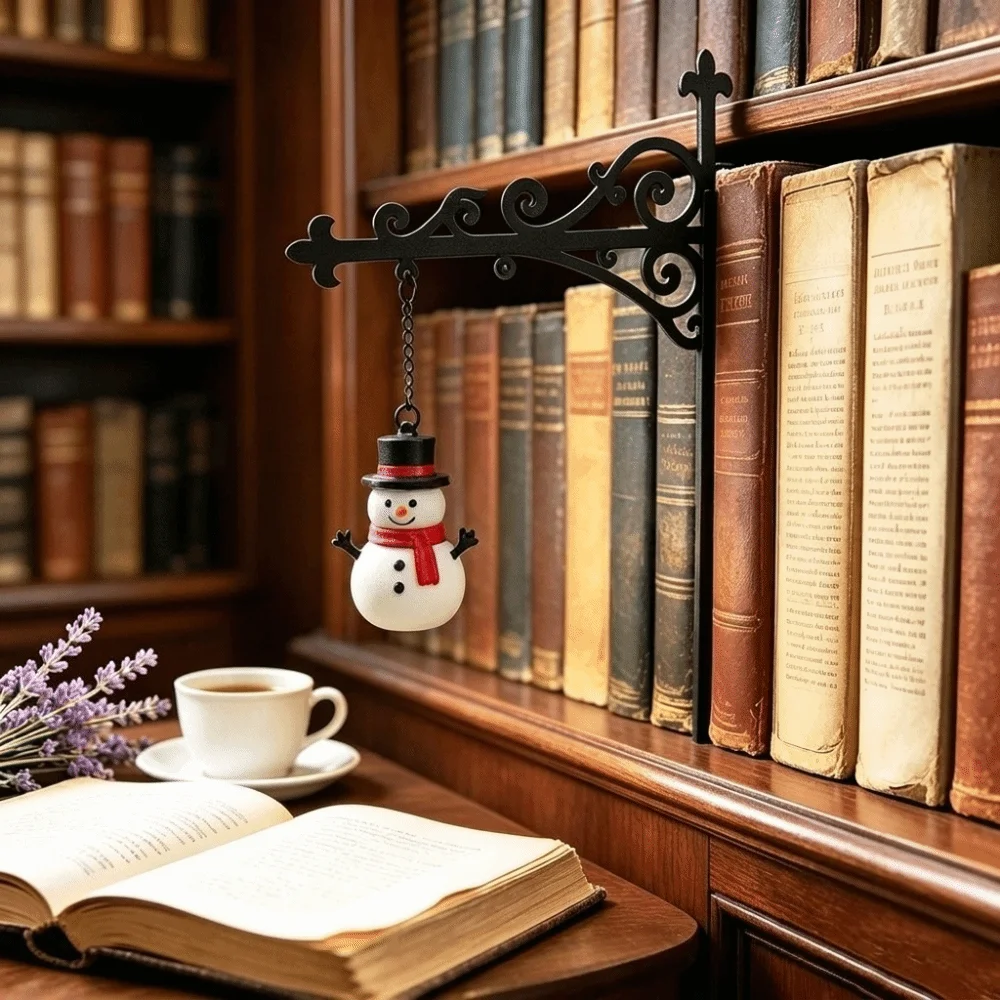 Retro Bookshelf Lantern Light Cartoon Santa Claus Cute Christmas Bookmark Light Iron Art Book Classification Label Book Lovers