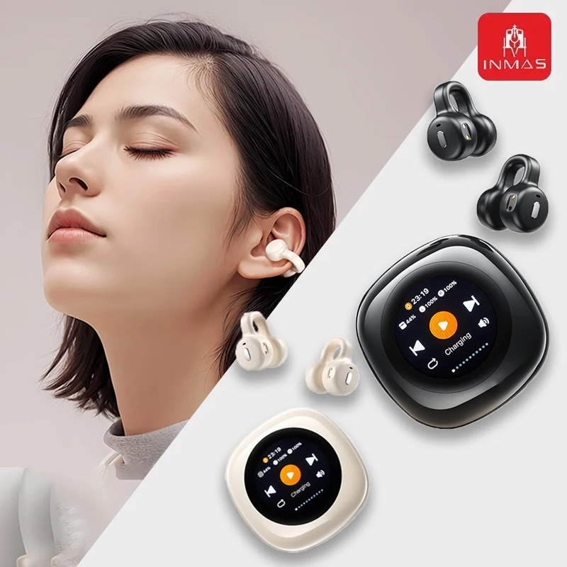 INMAS CT11 ANC Wireless Earbuds Bluetooth Touch Screen Headphones LED Screen Display Headset Active Noise Cancellation Earphones