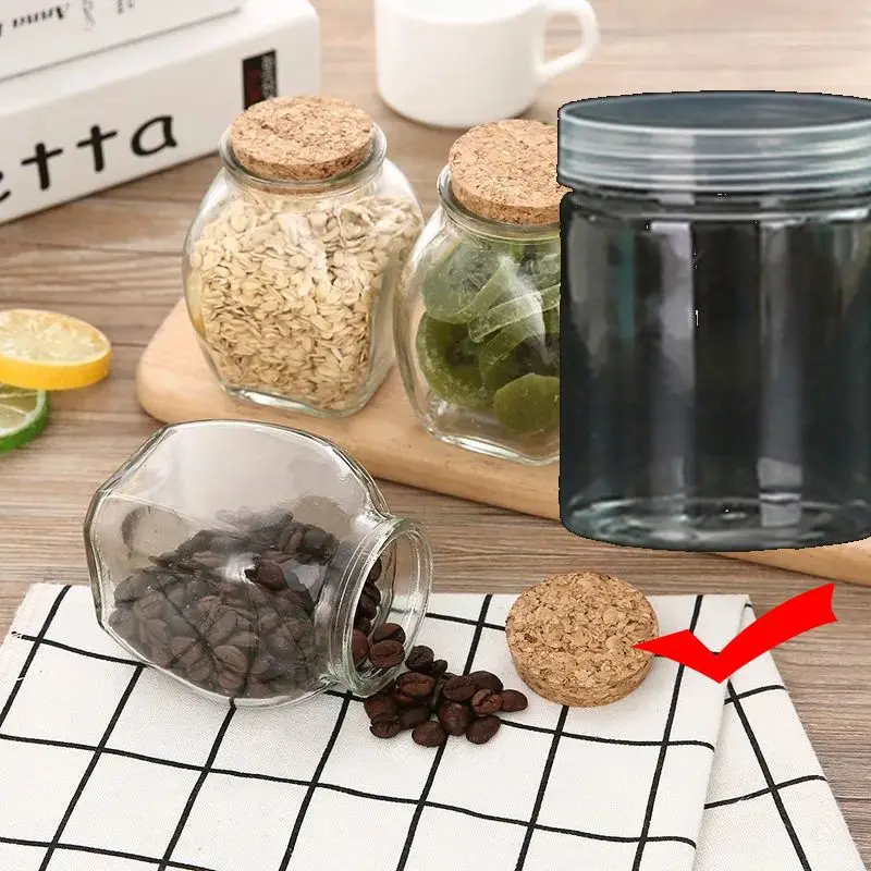 New Glasses Food Storage Jars with Wood Lid Tea Coffee Beans Snacks  Container Cereal Organizer  Kitchen Spices