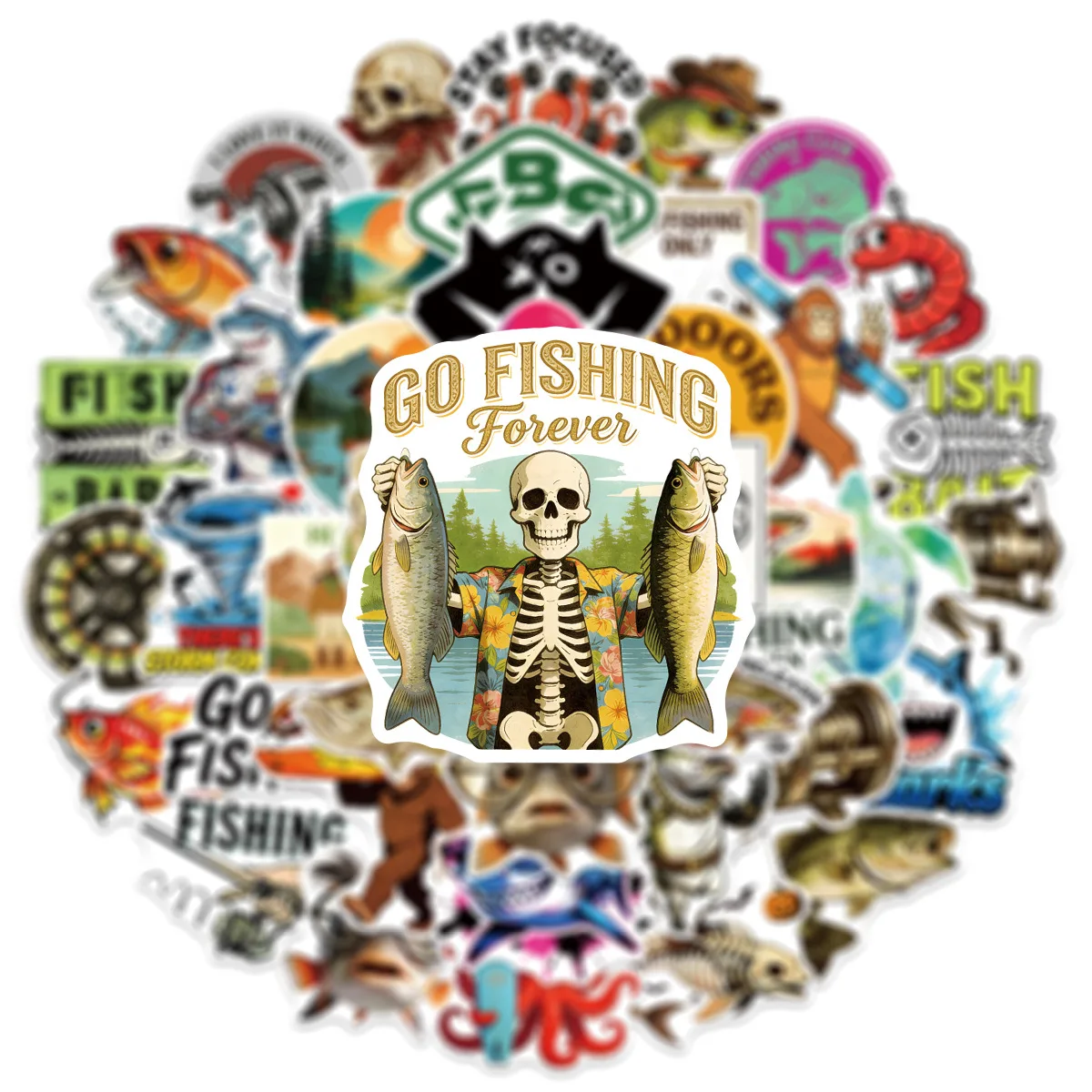 

10/50PCS Outdoor Fishing Graffiti Sticker Cartoon Personality Cool Decoration Stationery Box Skateboard Motorcycle Helmet Decal