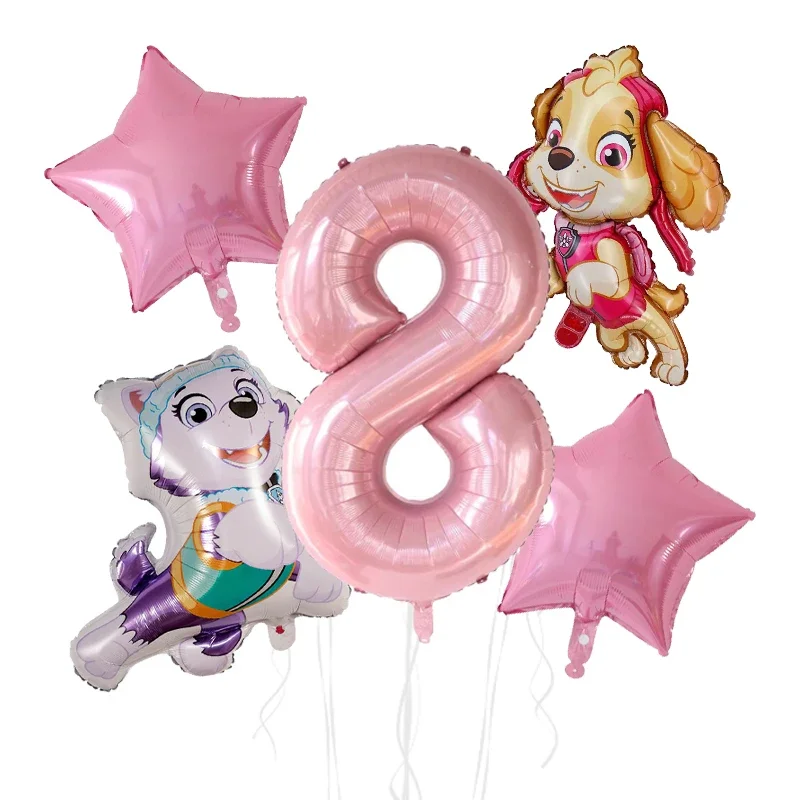 5 Stück Anime Paw Patrol Aluminiumfolienballons Set mit Zahlen für Kindergeburtstag, Partydekoration, Babyparty-Geschenke und Zubehör – Detail 9