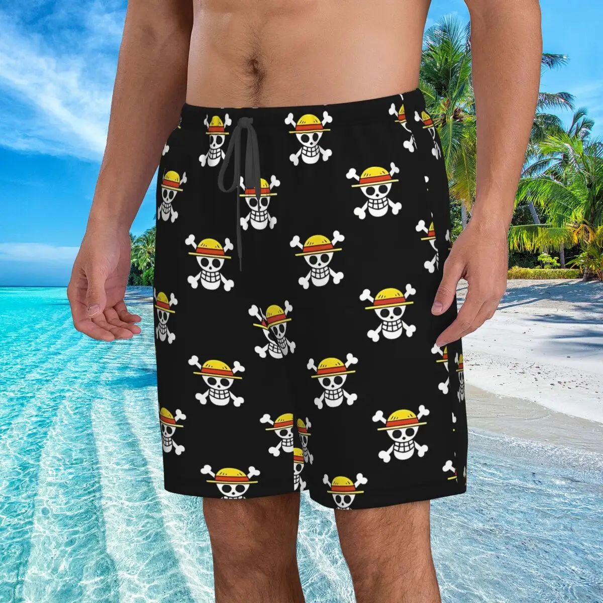 

Beach Shorts One Piece- Luffy- Anime Quick Dry Men's Beach Board Shorts One Piece Men Beach Shorts