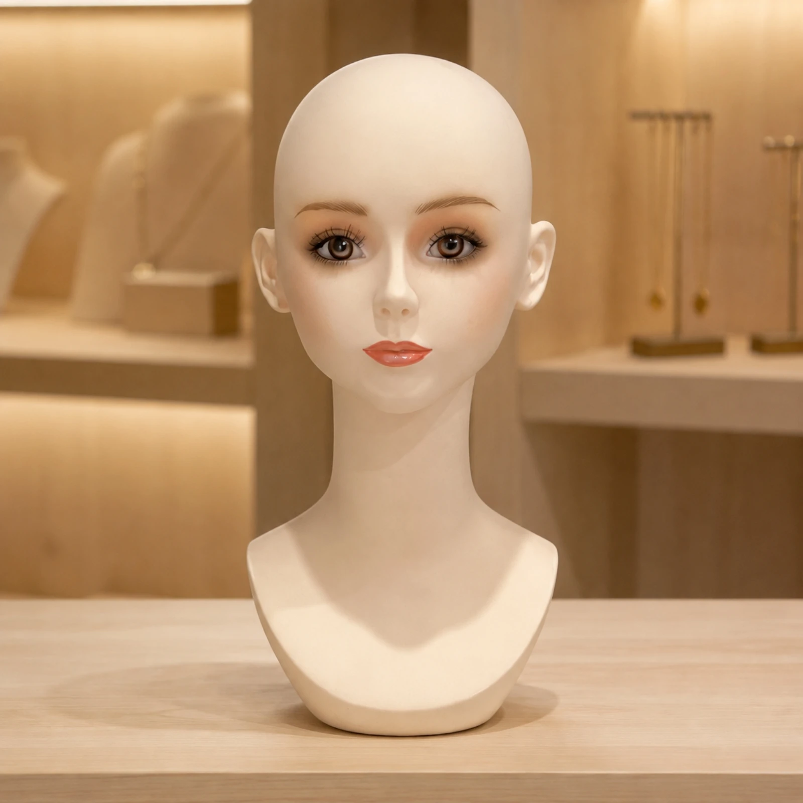 女性用マネキンヘッド、肩付き、コンパクトなpvc製マネキン、サロン用軽量コンパクトマネキンヘッド。