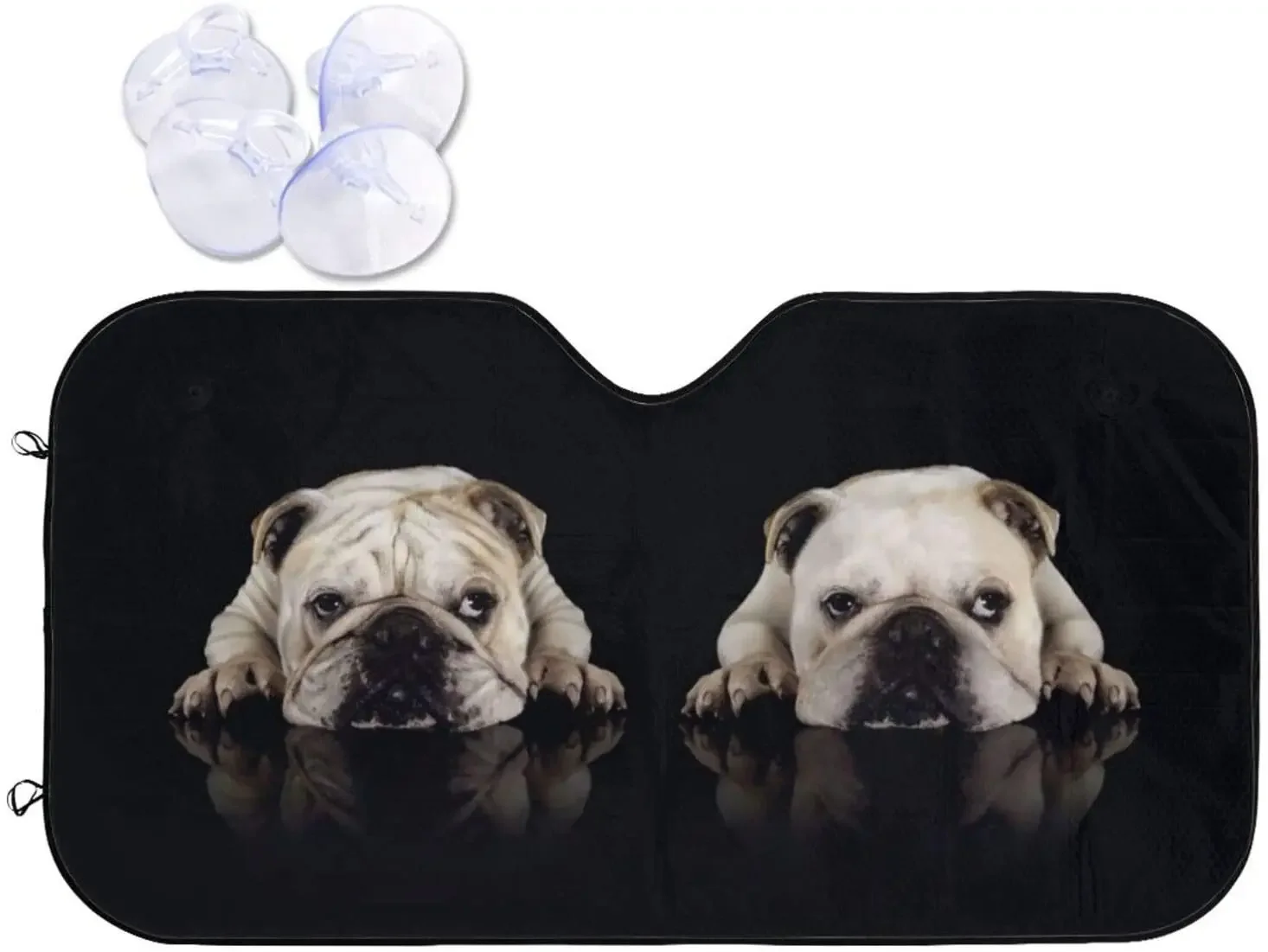 Bull Dog Funny Car Sun Shade for Windshield Black Blocks UV Rays Sun Visor Protector Sunshade to Keep Your Vehicle Cool