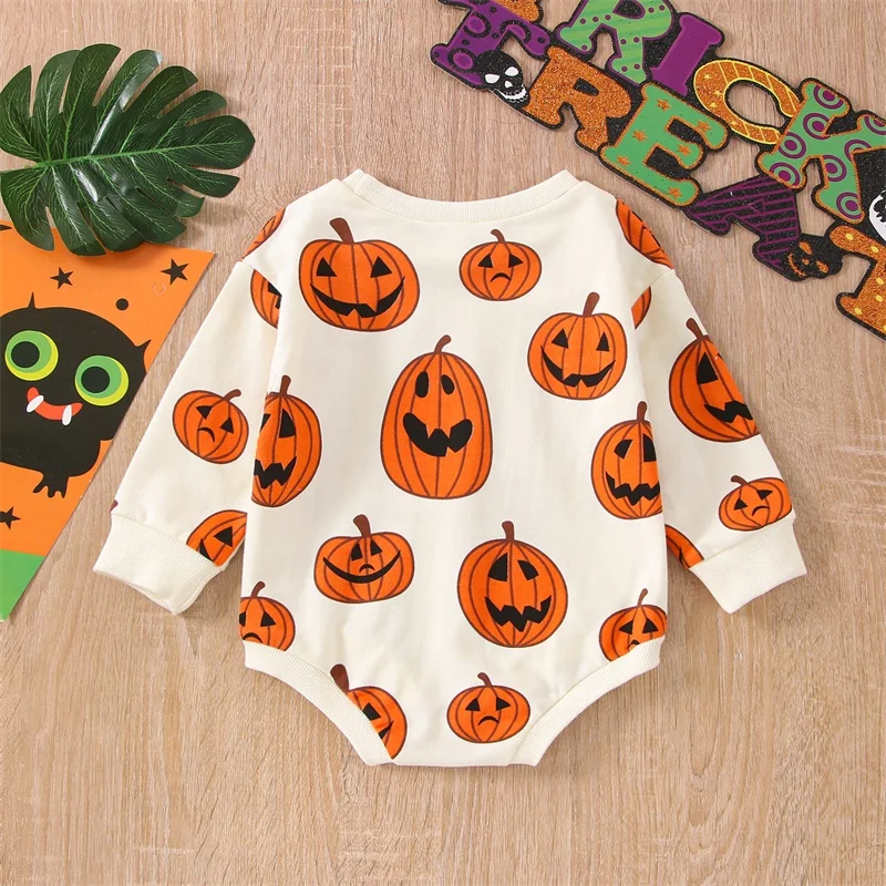 Baby Halloween Outfit Boy Girl Pumpkin Sweatshirt Romper Sweatershirt Newborn Toddler Clothes Halloween Pumpkin Bodysuits