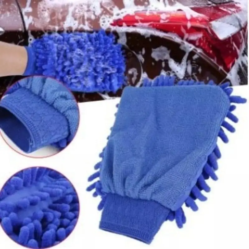 5PC Double-sided Microfiber Car Wash Gloves Ultra Absorbent Scratch Free Wash Mitt Auto Detailing Glove Cleaning Maintenance Use