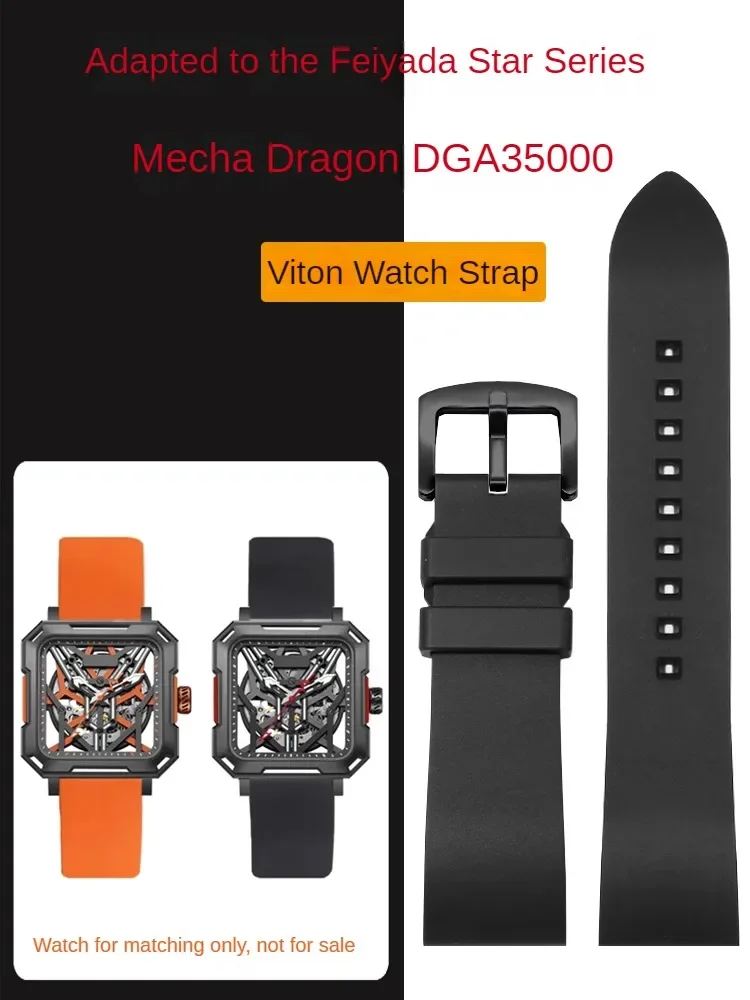 YOPO Is Suitable for F-iyta Star Mecha Dragon DGA35000 Series Black Fluororubber Watch with Male 22mm.