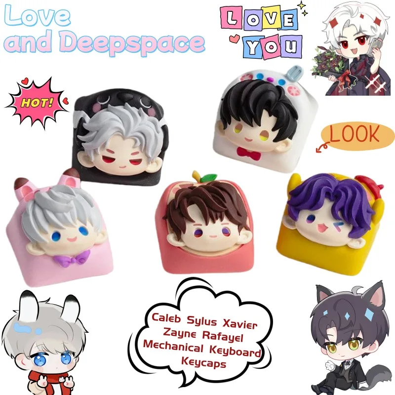 

Любовь и глубокое пространство Caleb Sylus Xavier Zayne Rafayel мультяшная индивидуальная клавиатура креативная аниме периферийная механическая клавиатура